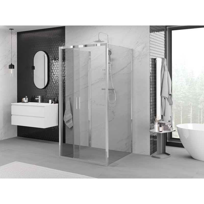 Mexen Exo-3S 3S cabină de duș de colț cu 3 pereți glisanți 85 x 85 cm, transparentă, crom - 8153-085-085-01-00-3S
