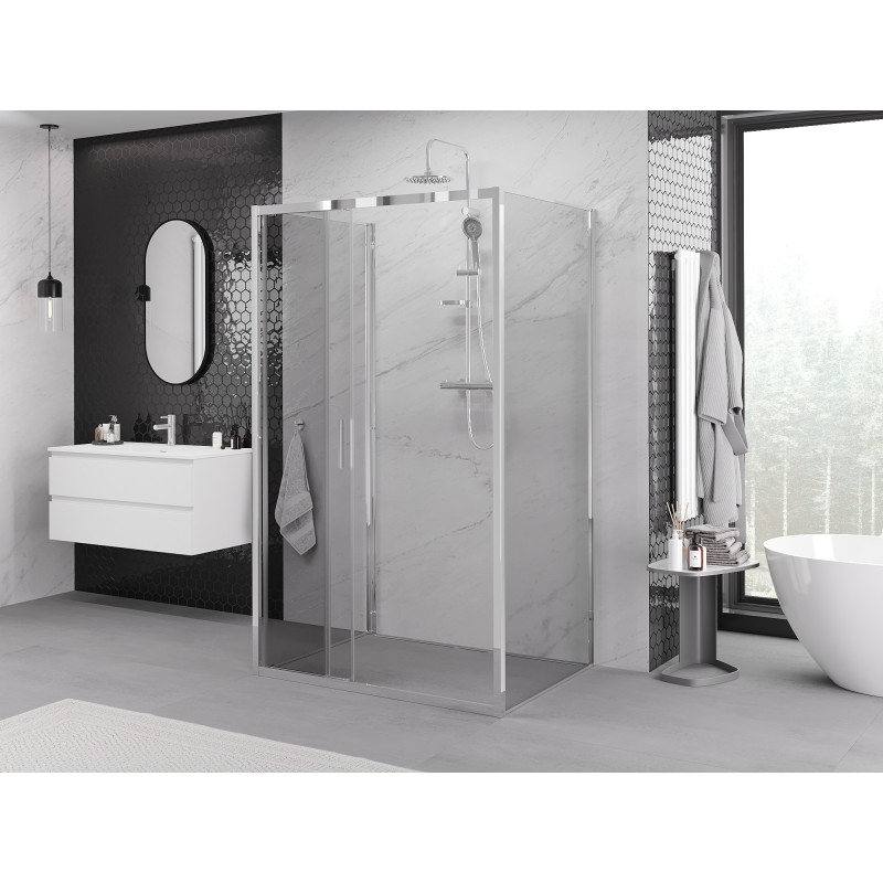 Mexen Exo-3S cabina de duș glisantă cu 3 pereți 90 x 85 cm, transparentă, crom - 8153-090-085-01-00-3S