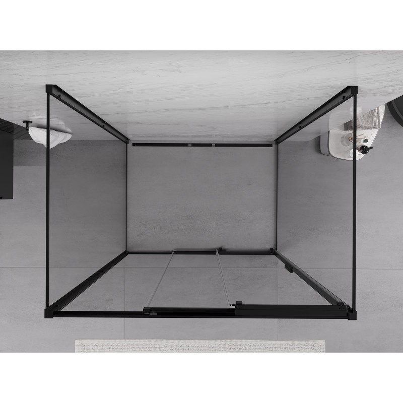 Mexen Exo-3S 3-falú zuhanykabin tolóajtóval 95 x 70 cm, átlátszó, fekete - 8153-095-070-70-00-3S