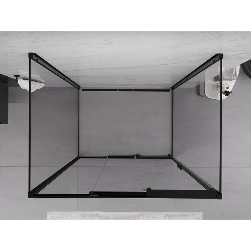 Mexen Exo-3S 3S 3 oldalas tolóajtós zuhanykabin 95 x 70 cm, átlátszó, fekete - 8153-095-070-70-00-3S