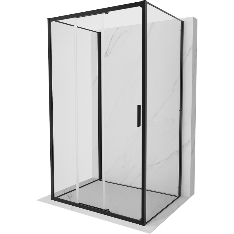 Mexen Exo-3S 3-oldalú tolóajtós zuhanykabin 95 x 85 cm, átlátszó, fekete - 8153-095-085-70-00-3S