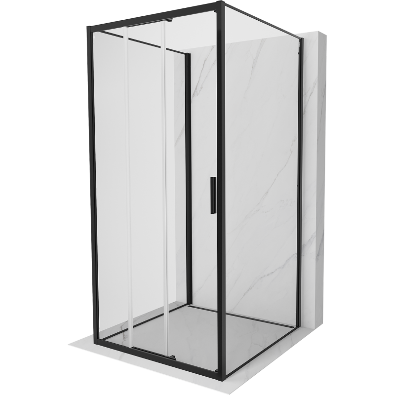 Mexen Exo-3S cabina de duș cu 3 pereți, culisantă 100 x 100 cm, transparentă, neagră - 8153-100-100-70-00-3S