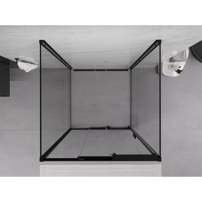 Mexen Exo-3S cabina de duș cu 3 pereți, culisantă 100 x 100 cm, transparentă, neagră - 8153-100-100-70-00-3S