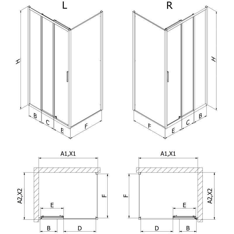 Mexen Exo cabină de duș glisantă 95 x 80 cm, transparent, crom - 8153-095-080-01-00