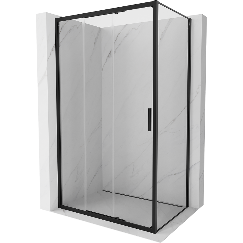 Mexen Exo 90 x 75 cm-es tolóajtós zuhanyfülke, átlátszó, fekete - 8153-090-075-70-00