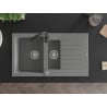 Mexen Matias chiuvetă de granit cu 1,5 compartimente cu scurgător și baterie de bucătărie Telma, gri - 6502-71-670200-70
