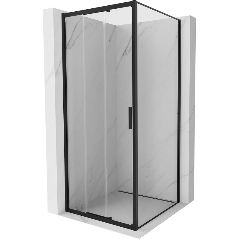 Mexen Exo cabina de duș culisantă 100 x 100 cm, transparentă, neagră - 8153-100-100-70-00