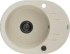 Mexen Kevin egymedencés gránit mosogatócsepegtetővel 586 x 458 mm, bézs, fekete szifon - 6517581005-69-B