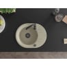 Mexen Kevin chiuvetă de granit cu o cuvă și suport pentru scurgere 586 x 458 mm, bej, sifon negru - 6517581005-69-B