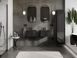 Mexen Orio fürdőszobai szekrény 50 cm mosdóval Otis, 1 fiók, fekete fényes/fekete matt - 91A10-05023-1-BF70-W18M71