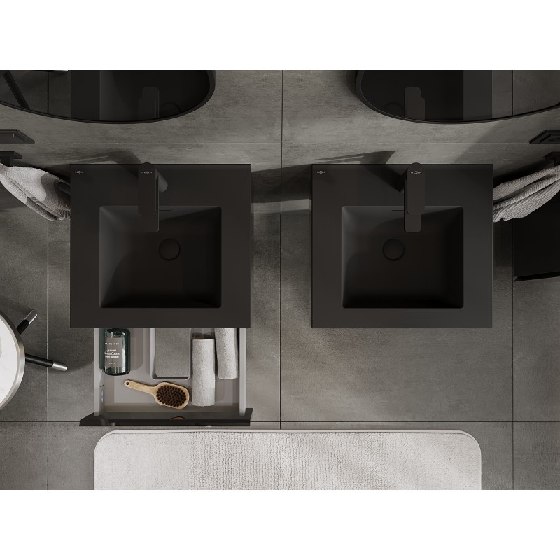 Mexen Orio dulap baie 50 cm cu chiuvetă Otis, 1 sertar, negru lucios/negru mat - 91A10-05023-1-BF70-W18M71