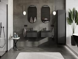 Mexen Orio fürdőszobaszekrény 50 cm mosdóval Otis, 1 fiók, fekete matt - 91A10-05023-1-BF71-W18M71