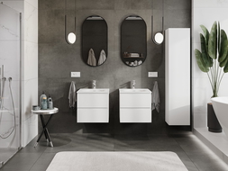 Mexen Orio 50 cm-es fürdőszobaszekrény Vela mosdóval, 2 fiókos, fehér matt - 91A10-05047-2-BFF01-W23M01