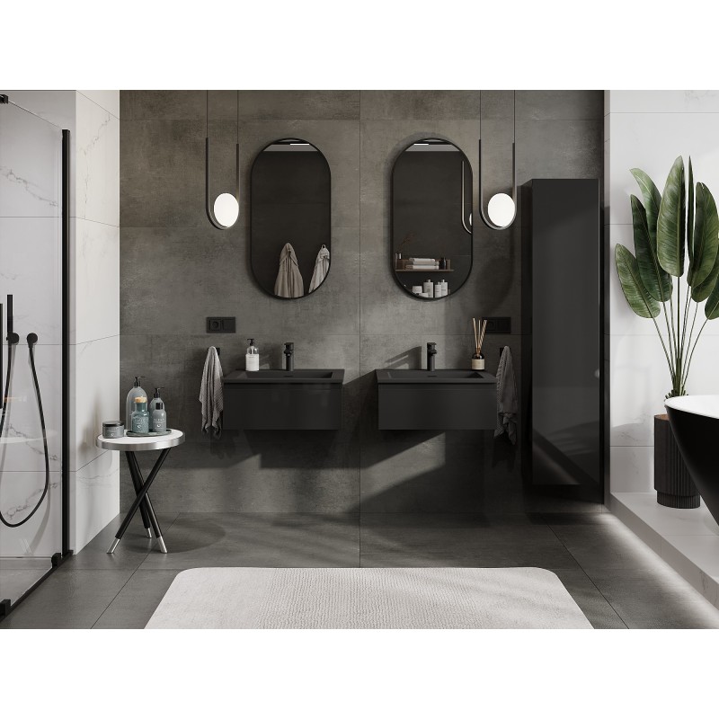 Mexen Orio dulap baie 60 cm cu lavoar Otis, 1 sertar, negru lucios/negru mat - 91A10-06023-1-BF70-W18M71