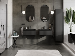 Mexen Orio 60 cm-es fürdőszobai szekrény Otis mosdóval, 1 fiók, fekete matt - 91A10-06023-1-BF71-W18M71