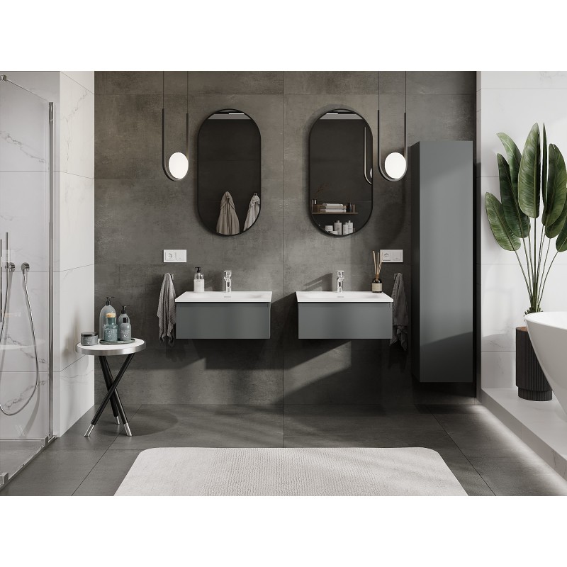 Mexen Orio dulap baie 60 cm cu lavoar Vela, 1 sertar, grafit mat/alb mat - 91A10-06023-1-BF66-W23M01