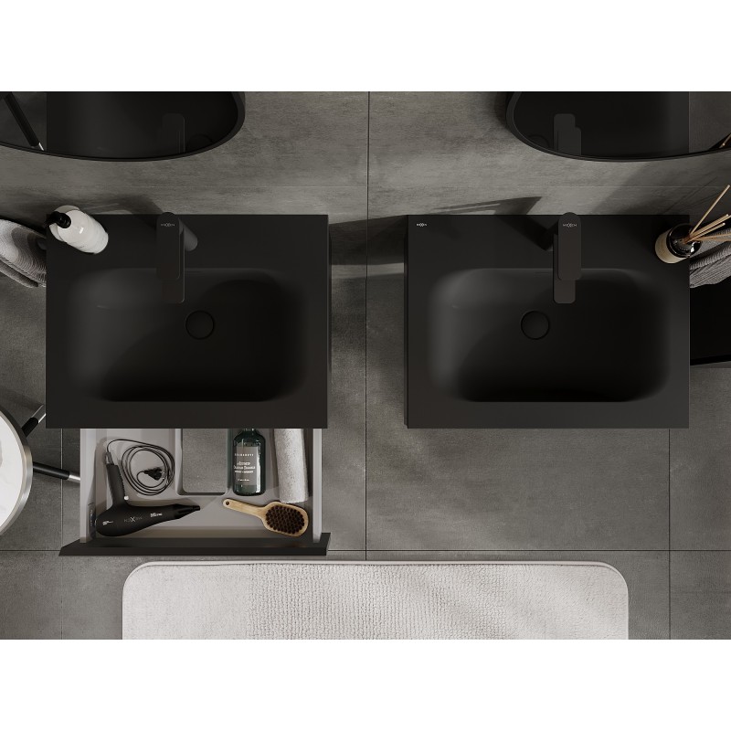 Mexen Orio dulap baie 60 cm cu lavoar Vela, 1 sertar, negru mat - 91A10-06023-1-BF71-W23M71