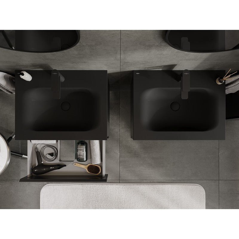 Mexen Orio dulap baie 60 cm cu chiuvetă Vela, 2 sertare, negru mat - 91A10-06047-2-BFF71-W23M71