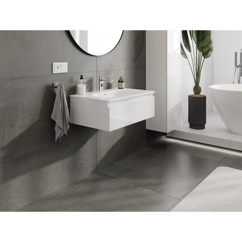 Mexen Orio dulap de baie 70 cm cu lavoar Vela, 1 sertar, alb lucios - 91A10-07023-1-BF00-W23M00