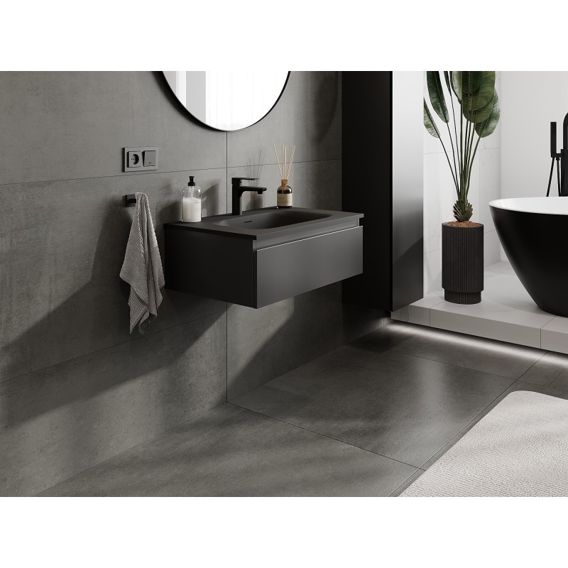 Mexen Orio dulap baie 70 cm cu lavoar Vela, 1 sertar, negru mat - 91A10-07023-1-BF71-W23M71