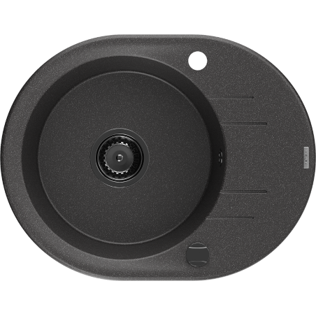 Mexen Kevin chiuvetă de granit cu 1 compartiment și scurgător 586 x 458 mm, negru cu pete, sifon negru - 6517581005-76-B