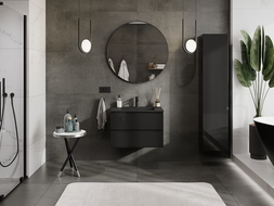 Mexen Orio dulap baie 70 cm cu lavoar Otis, 2 sertare, negru lucios/negru mat - 91A10-07047-2-BFF70-W18M71