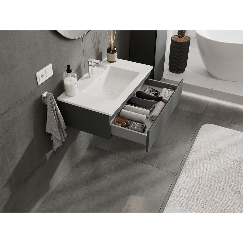 Mexen Orio dulap baie 80 cm cu lavoar Otis, 1 sertar, grafit mat/alb mat - 91A10-08023-1-BF66-W18M01