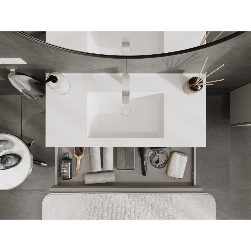 Mexen Orio dulap de baie 100 cm cu lavoar Otis, 1 sertar, gri mat/alb mat - 91A10-10023-1-BF62-W18M01