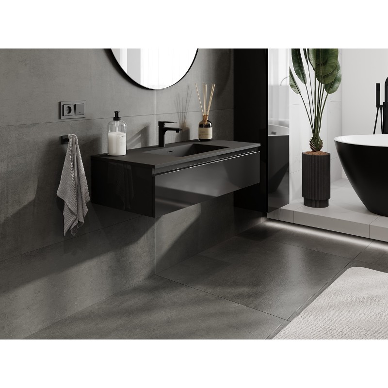 Mexen Orio dulap baie 100 cm cu lavoar Otis, 1 sertar, negru lucios/negru mat - 91A10-10023-1-BF70-W18M71