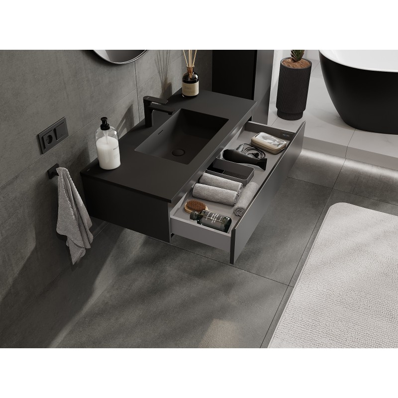 Mexen Orio dulap baie 100 cm cu chiuvetă Otis, 1 sertar, negru mat - 91A10-10023-1-BF71-W18M71