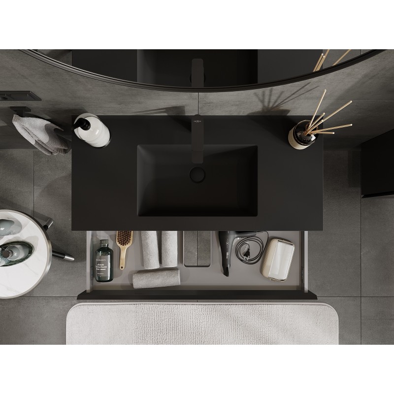 Mexen Orio dulap baie 100 cm cu chiuvetă Otis, 1 sertar, negru mat - 91A10-10023-1-BF71-W18M71