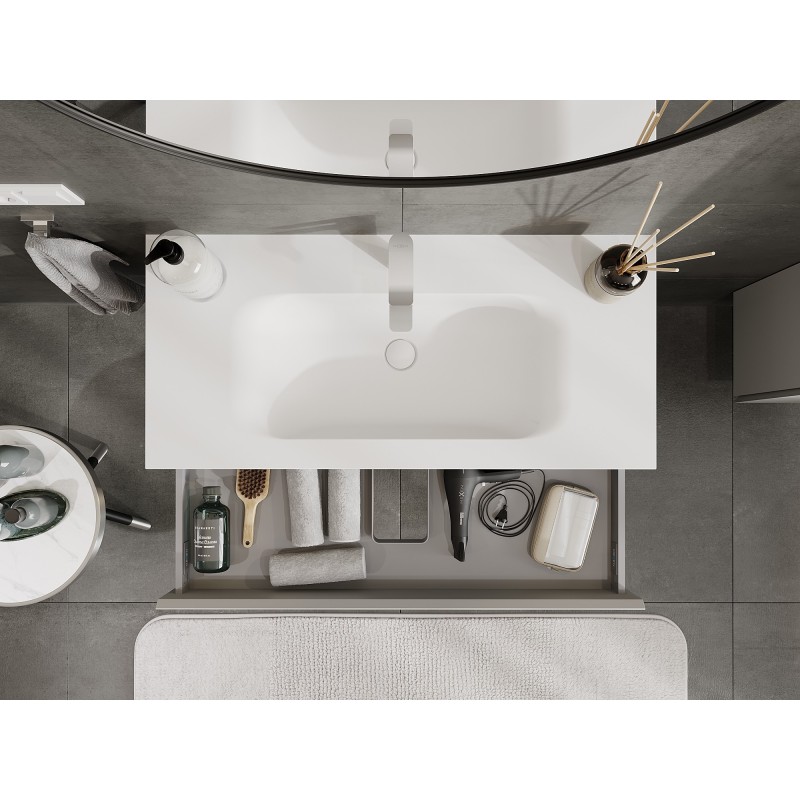 Mexen Orio dulap pentru baie 100 cm cu lavoar Vela, 1 sertar, gri mat/alb mat - 91A10-10023-1-BF62-W23M01