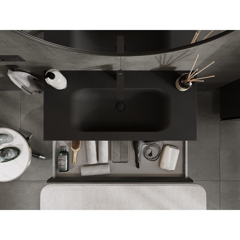Mexen Orio dulap baie 100 cm cu chiuvetă Vela, 1 sertar, negru mat - 91A10-10023-1-BF71-W23M71
