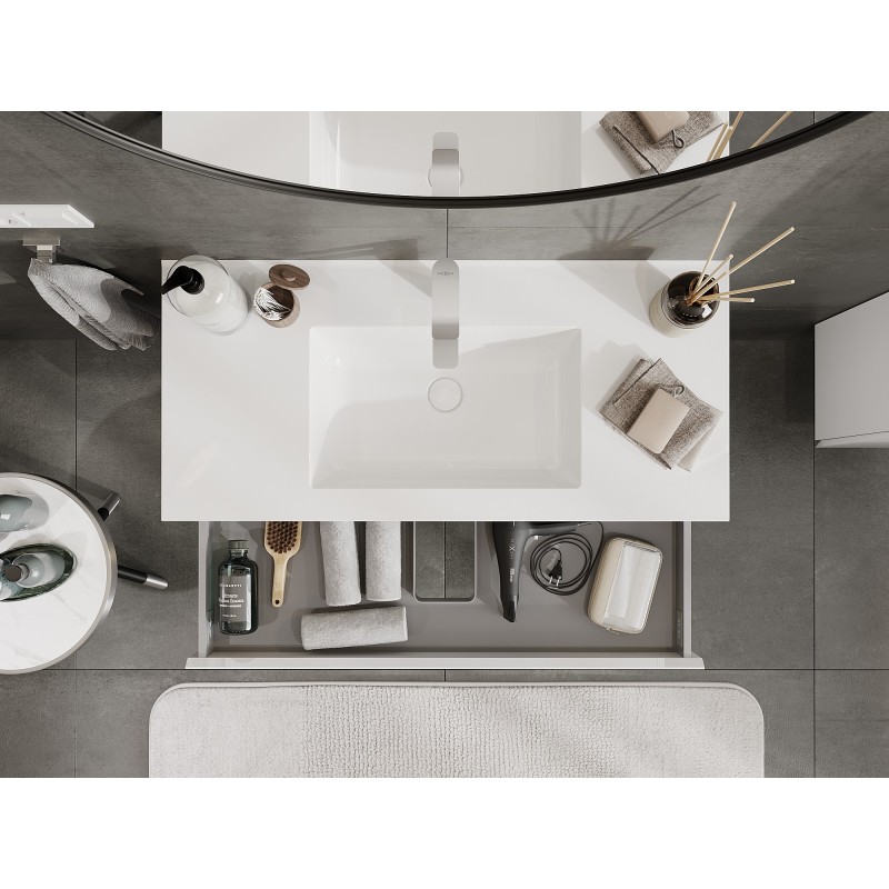 Mexen Orio dulap baie 100 cm cu lavoar Otis, 2 sertare, alb lucios - 91A10-10047-2-BFF00-W18M00