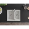 Mexen Carlos 1.5-medencés gránit mosogató 582 x 475 mm, Fehér, szifon Króm - 6518581500-20
