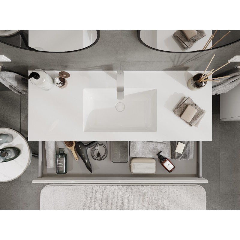 Mexen Orio dulap baie 120 cm cu chiuvetă Otis, 1 sertar, alb lucios - 91A10-12023-1-BF00-W18M00