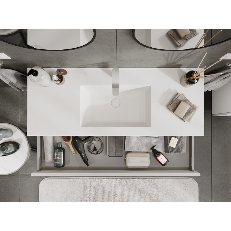 Mexen Orio fürdőszobaszekrény 120 cm mosdóval Otis, 1 fiók, fehér matt - 91A10-12023-1-BF01-W18M01