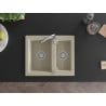 Mexen Carlos chiuvetă de granit cu 1,5 compartiment 582 x 475 mm, Bej, sifon Crom - 6518581500-69
