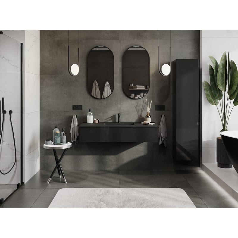 Mexen Orio dulap de baie 120 cm cu lavoar Otis, 1 sertar, negru lucios/negru mat - 91A10-12023-1-BF70-W18M71