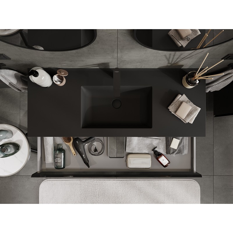 Mexen Orio dulap de baie 120 cm cu lavoar Otis, 1 sertar, negru lucios/negru mat - 91A10-12023-1-BF70-W18M71