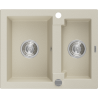 Mexen Carlos 1.5-medencés gránit mosogató 582 x 475 mm, Bézs, szifon Króm - 6518581500-69