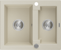 Mexen Carlos chiuvetă de granit cu 1,5 compartimente 582 x 475 mm, bej, sifon cromat - 6518581500-69
