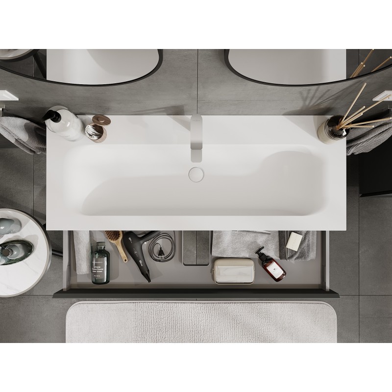 Mexen Orio dulap pentru baie 120 cm cu lavoar Vela, 1 sertar, grafit mat/alb mat - 91A10-12023-1-BF66-W23M01