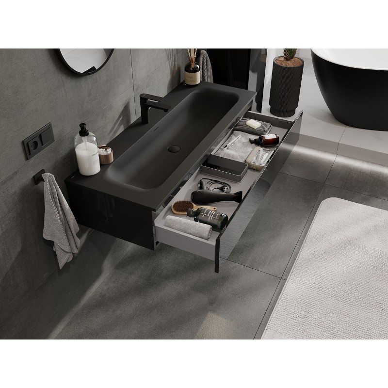 Mexen Orio dulap baie 120 cm cu lavoar Vela, 1 sertar, negru lucios/negru mat - 91A10-12023-1-BF70-W23M71