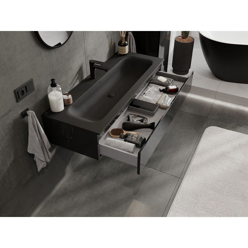 Mexen Orio dulap de baie 120 cm cu chiuvetă Vela, 1 sertar, negru lucios/negru mat - 91A10-12023-1-BF70-W23M71