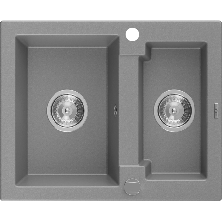 Mexen Carlos gránit mosogató 1,5 medencés 582 x 475 mm, szürke, krómozott szifon - 6518581500-71