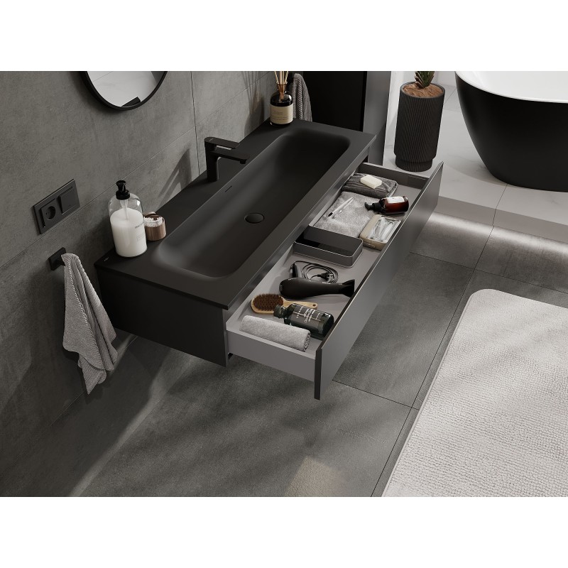 Mexen Orio dulap baie 120 cm cu lavoar Vela, 1 sertar, negru mat - 91A10-12023-1-BF71-W23M71