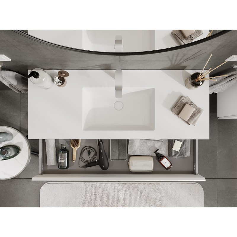 Mexen Orio 120 cm-es fürdőszobai szekrény Otis mosdóval, 2 fiók, fehér matt - 91A10-12047-2-BFF01-W18M01