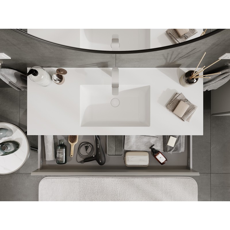 Mexen Orio dulap baie 120 cm cu chiuvetă Otis, 2 sertare, gri mat/alb mat - 91A10-12047-2-BFF62-W18M01