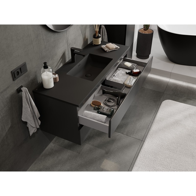 Mexen Orio dulap baie 120 cm cu lavoar Otis, 2 sertare, negru mat - 91A10-12047-2-BFF71-W18M71
